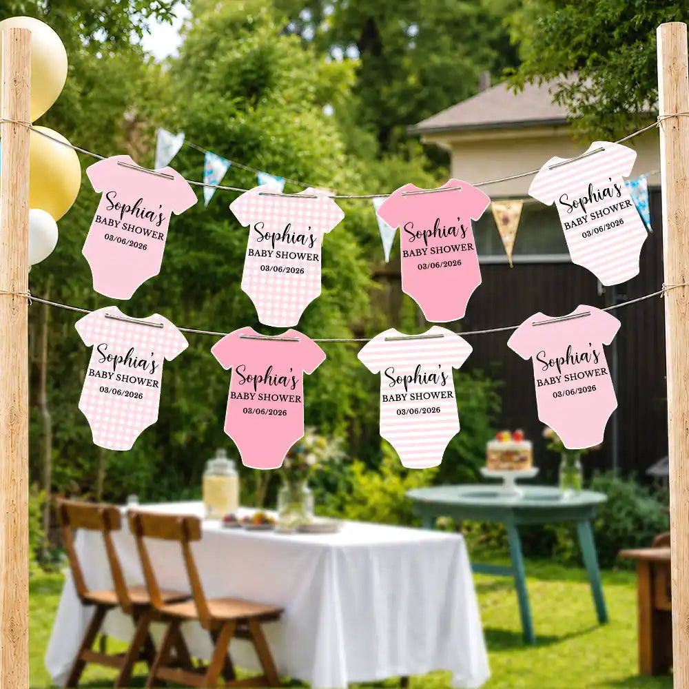 Gift For Mother, New Mom, New Baby, Adorable, Icon, Custom Text - Baby Bodysuit Boy Girl For Baby Shower, Gender Reveal - Personalized Garland Banner