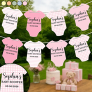 Gift For Mother, New Mom, New Baby, Adorable, Icon, Custom Text - Baby Bodysuit Boy Girl For Baby Shower, Gender Reveal - Personalized Garland Banner