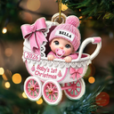 Adorable,New Mom,Christmas,Gift For Mother,Vector - Baby Carriage First Christmas - Personalized Custom Shaped Acrylic Ornament