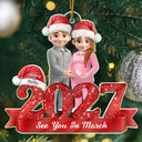 Adorable,Christmas,Gift For Mother,Pregnant Mom,Vector - Baby Expecting Milestone Keepsake First Christmas - Personalized Custom Shaped Acrylic Ornament