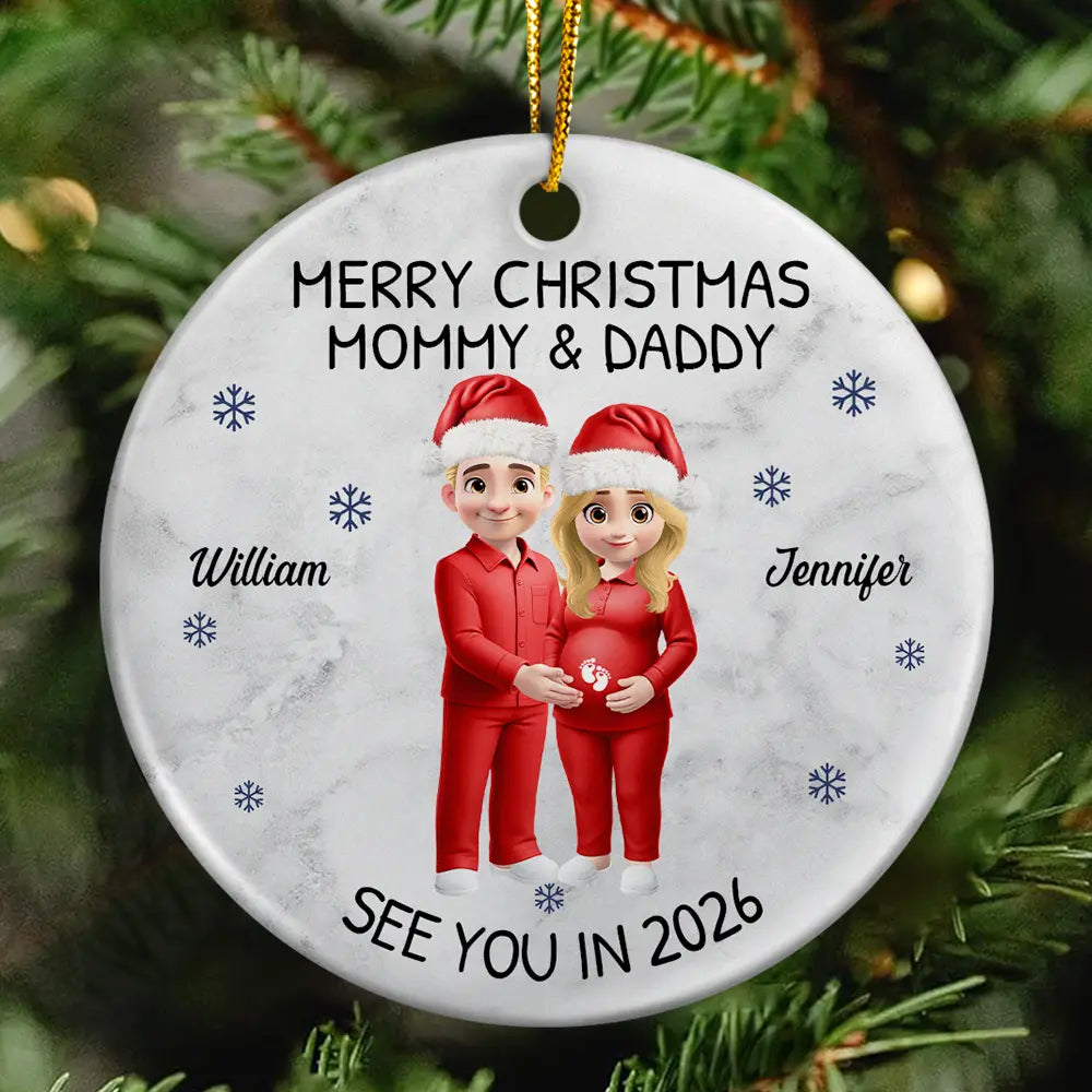Baby Expecting See You In 2026 - Personalized Circle Ceramic Ornament
