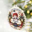 Top Market,Adorable,Independence Day,New Mom,America 250th,Christmas,Gift For Mother,Vector - Baby First Christmas America 250th Anniversary - Personalized Custom Shaped Acrylic Ornament