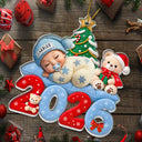 Adorable,New Mom,Christmas,Gift For Mother,Vector - Baby First Christmas Sleeping On Year - Personalized Custom Shaped Acrylic Ornament