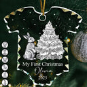 Christmas,New Dad,New baby,New Mom,Happy - Baby First Christmas Toile Pattern - Personalized Onesie Shaped Glass Ornament
