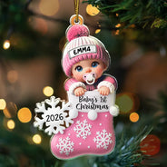 Baby First Christmas, Christmas Stocking - Personalized Custom Shaped Acrylic Ornament