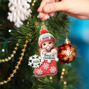 Baby First Christmas, Christmas Stocking - Personalized Custom Shaped Acrylic Ornament