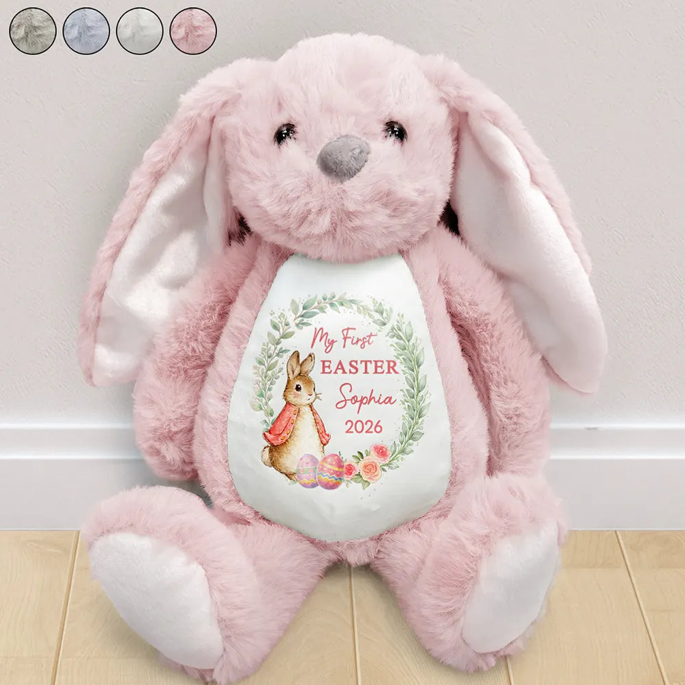 Easter,Gift For Kids,Grandma - Grandkids,Gift For Grandkids,Grandpa - Grandkids,Dad - Children,Mom - Children,Happy - Baby First Easter With Bunny - Personalized Soft Toy Bunny