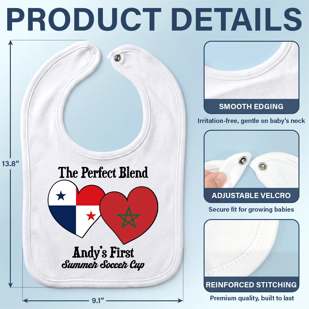 Gift For Mother, New Mom, Proud, Summer Soccer Games, Icon - Baby First Soccer Cup Duo Country Flags - Personalized Baby Bib