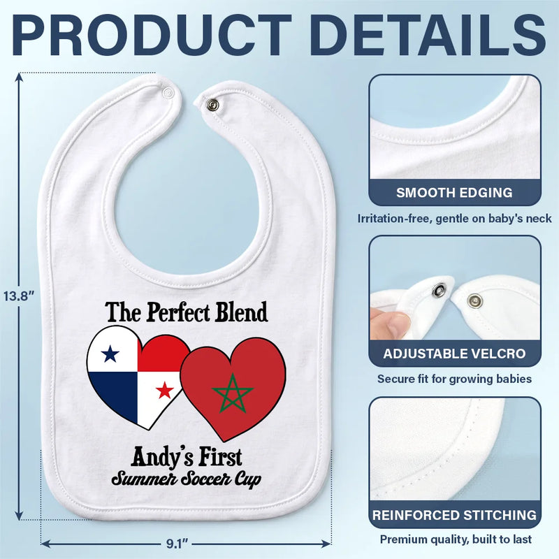 Gift For Mother, New Mom, Proud, Summer Soccer Games, Icon - Baby First Soccer Cup Duo Country Flags - Personalized Baby Bib