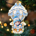 Adorable,New Mom,Christmas,Gift For Mother,Vector - Baby Hot Air Balloon First Christmas - Personalized Custom Shaped Acrylic Ornament