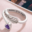 Memorial, New baby, New Mom, Sad - Baby Loss Mom Of An Angel - Personalized Wing And Heart Birthstone Ring