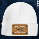 Dog Lovers,Dog Mom,Dog Dad,Dog Couple,Gift For Women,Gift For Men,New baby,Happy - Baby New Best Friend 3D Effect Funny Dog - Personalized Beanie With Leather Patch
