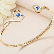 Icon,New Mom,New baby,Gift For Mother,Happy - Baby Newborn Information - Personalized Gem Heart Cuff Bracelet