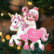 Adorable,New Mom,Christmas,Gift For Mother,Icon - Baby On Carousel House First Christmas - Personalized Custom Shaped Acrylic Ornament