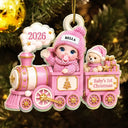 Adorable,New Mom,Christmas,Gift For Mother,Vector - Baby On Toy Train First Christmas - Personalized Custom Shaped Acrylic Ornament