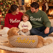 Adorable,Christmas,Custom Text,Gift For Baby,New Baby - Baby Shower Gift For Newborn - Personalized Hand Embroidered Kid Name Knit Sweater