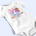 Easter,Gift For Kids,Grandma,Grandkids,Gift For Grandkids,Grandpa,Dad,Children,Mom,Happy - Baby Sitting With Easter Alphabet Letters - Personalized Baby Onesie