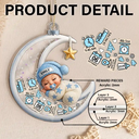 Adorable,Gift For Baby,Christmas,Icon - Baby Sleeping On The Moon First Christmas - Personalized 3-Layered Acrylic Shaker Ornament