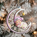 Baby Sleeping On The Moon First Christmas 3D Effect - Personalized 2-Layered Mix Ornament