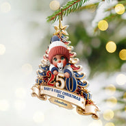 Adorable,Independence Day,Parents,America 250th,Christmas,Icon - Baby's First Christmas 250 America Anniversary - Personalized Custom Shaped Acrylic Ornament