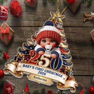 Adorable,Independence Day,Parents,America 250th,Christmas,Icon - Baby's First Christmas 250 America Anniversary - Personalized Custom Shaped Acrylic Ornament