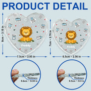 Christmas,New baby,Happy - Baby's First Stats With Cute Animal - Personalized Heart Shaped Glass Ornament