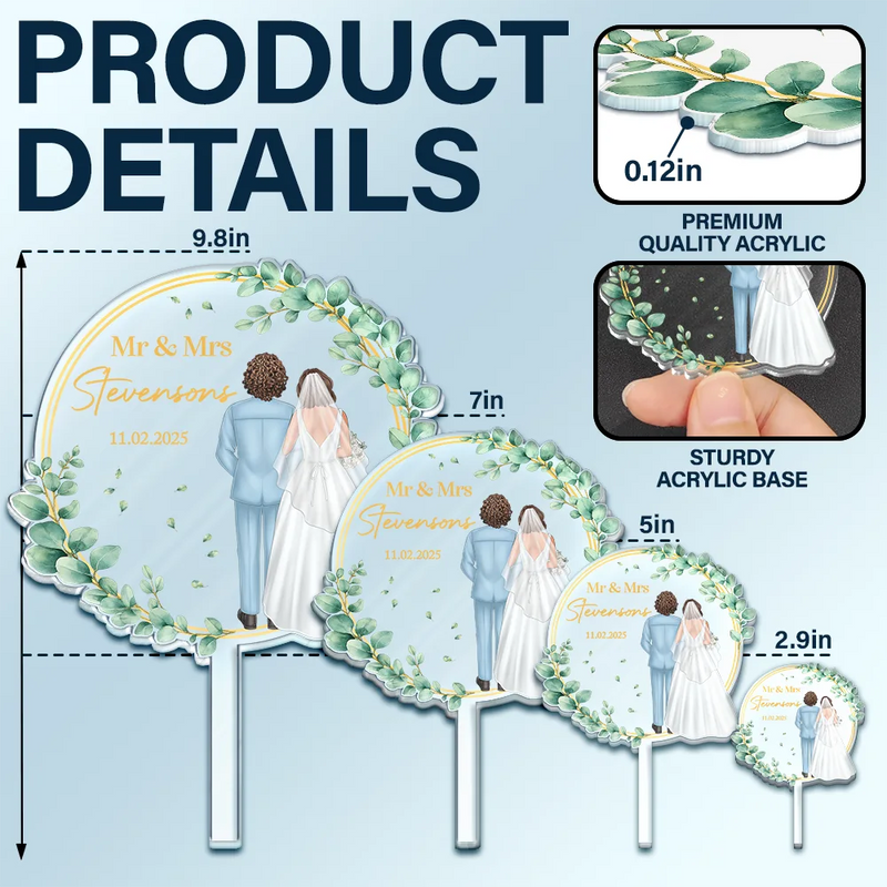 Married ,Engaged,Gift For Couples,Gift For Husband,Gift For Wife,Love,Wedding Anniversary - Backside Couple Happy Wedding - Personalized Acrylic Cake Topper