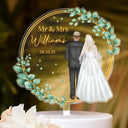 Married ,Engaged,Gift For Couples,Gift For Husband,Gift For Wife,Love,Wedding Anniversary - Backside Couple Happy Wedding - Personalized Acrylic Cake Topper