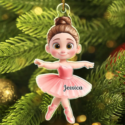 Ballerina Cute Girl 3D Effect - Personalized Custom Shaped Acrylic Ornament