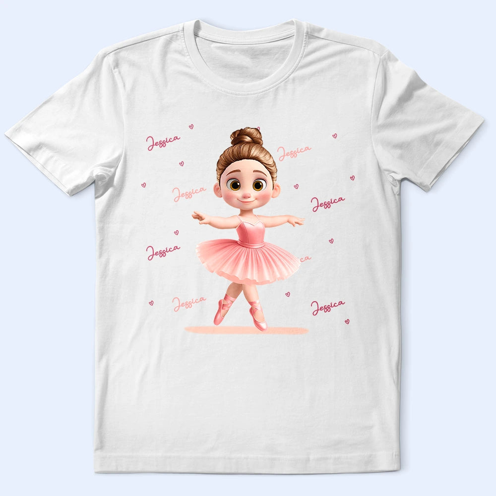Ballerina Cute Girl 3D Effect - Personalized T Shirt