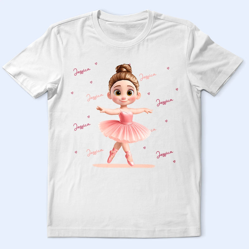 Gift For Kids,Happy - Ballerina Cute Girl 3D Effect - Personalized T Shirt