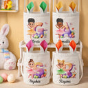 Easter, Happy, Gift For Kids, Parents - Ballerina Girl Alphabet - Personalized Bunny Ears Bucket Bag