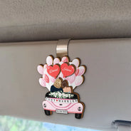 Gift For Couples,Gift For Husband,Gift For Wife,Married ,Wedding,Wedding Anniversary,Christmas,Love - Balloon Car Just Married Couple - Personalized Custom Shaped Car Visor Clip