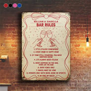 Funny, Gift For Couples, Patio, Gift For Husband, Gift For Wife, Gift For Boyfriend, Gift For Girlfriend - Bar Rules Funny - Personalized Classic Metal Signs