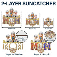 Baseball, Sport Mom, Gift For Mother, Happy - Baseball Mom & Kids Stained Glass Effect - Personalized Window Hanging Suncatcher Ornament