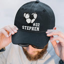 Happy,Sport Dad,Golf,Gift For Father,Gift For Men,Baseball,Softball,Basketball,Football -  Baseball Softball Basketball Heart Sports - Personalized Vintage Washed Denim Cap
