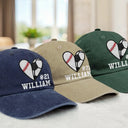 Happy,Sport Dad,Golf,Gift For Father,Gift For Men,Baseball,Softball,Basketball,Football -  Baseball Softball Basketball Heart Sports - Personalized Vintage Washed Denim Cap