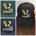 Happy,Sport Dad,Golf,Gift For Father,Gift For Men,Baseball,Softball,Basketball,Football -  Baseball Softball Basketball Heart Sports - Personalized Vintage Washed Denim Cap