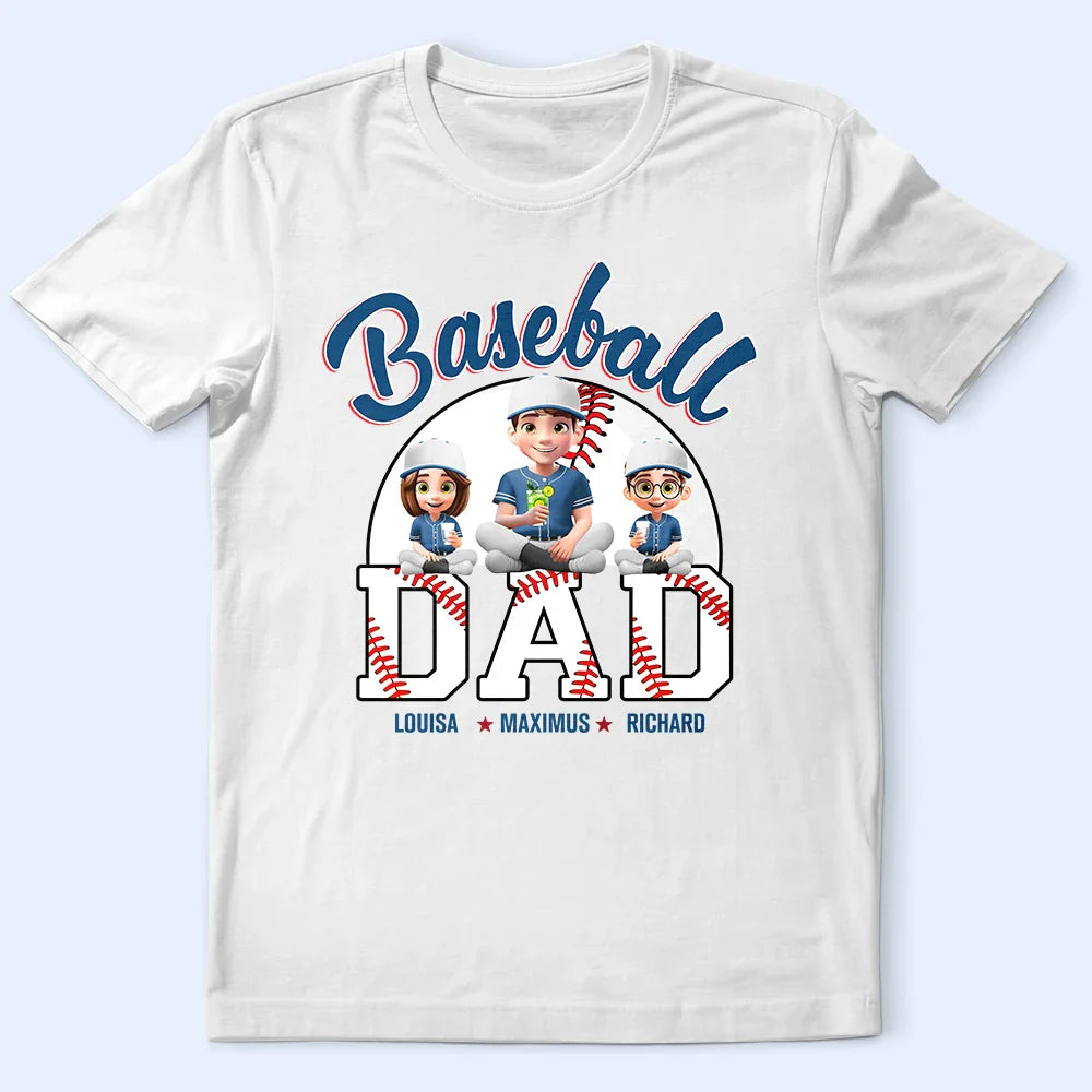 Baseball Dad 3D Effect - Personalized T Shirt