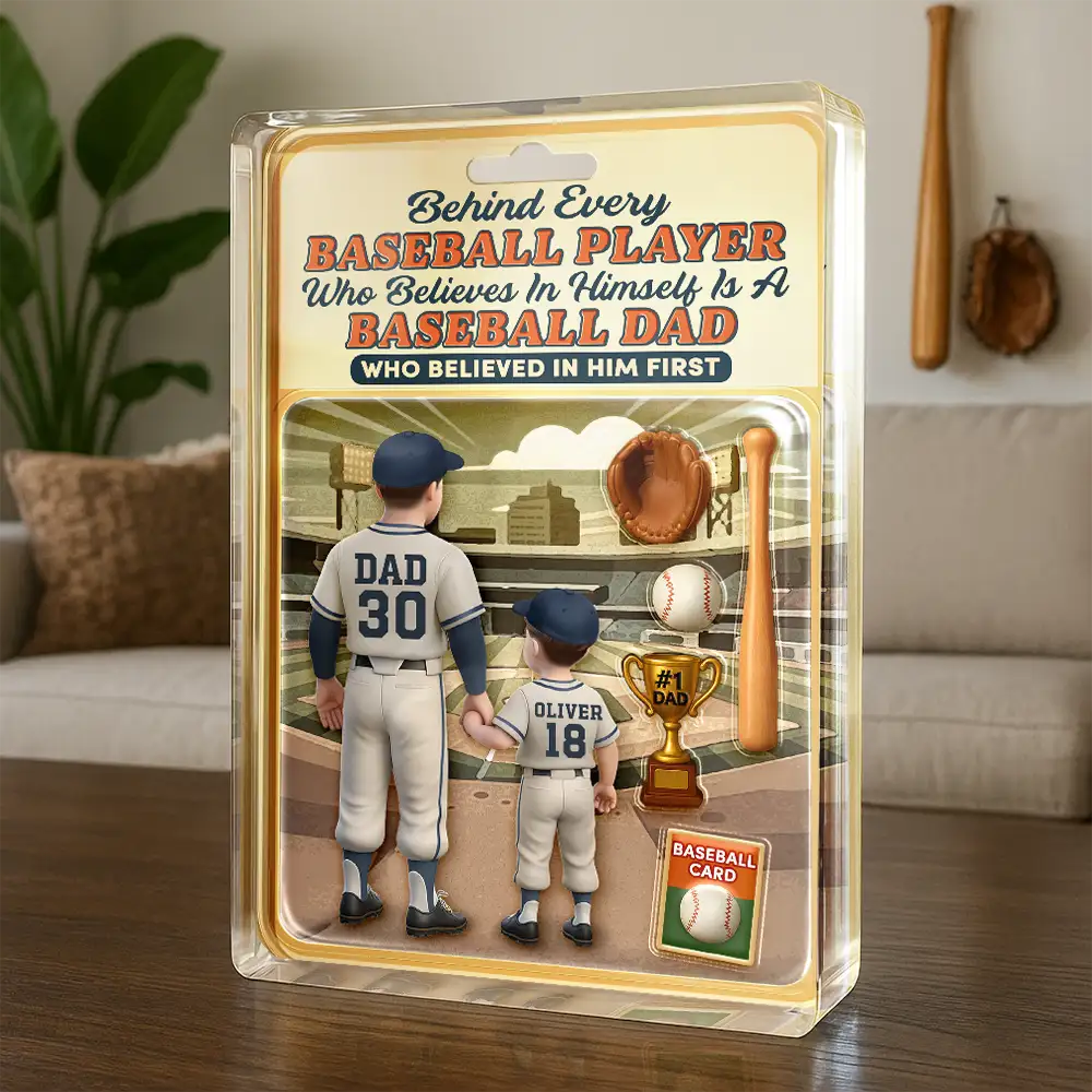 Baseball Dad Behind Every Baseball Player - Personalized Custom Shaped Acrylic Plaque
