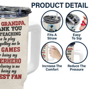 Gift For Father, Love, Baseball - Dear Baseball Dad Thank You For Teaching Me - Personalized 40oz Tumbler With Straw