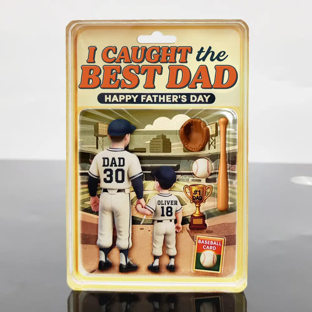 Baseball I Caught The Best Dad Doll Box Effect Figure Style - Personalized Custom Shaped Acrylic Plaque
