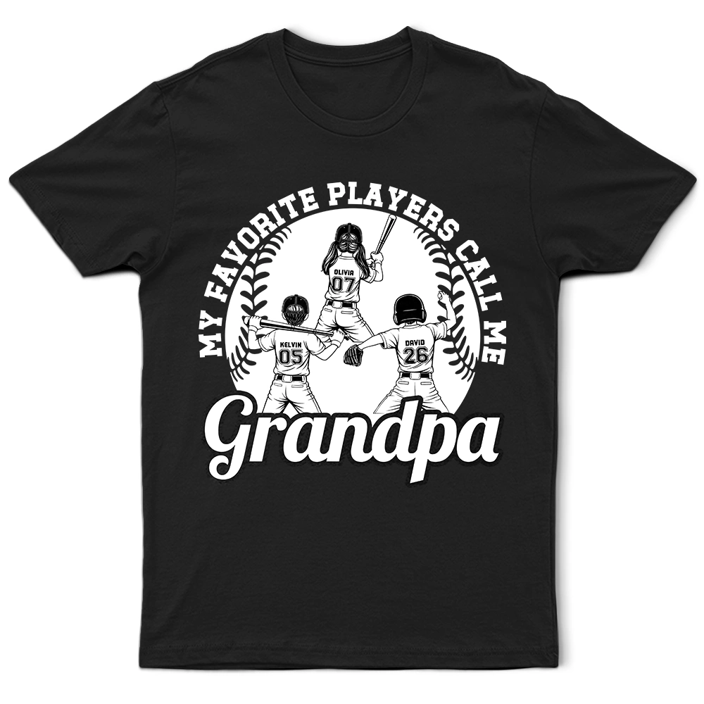 Baseball Kid My Favorite Players Call Me Grandpa - Personalized T Shirt