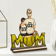 Baseball Mom And Kids - Personalized Custom Shaped 2-Layered Wooden Plaque