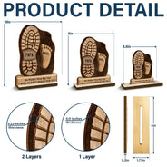 Dad And Kids Footsteps No Matter How Big We Get - Personalized Custom Shaped 2-Layered Wooden Plaque