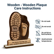 Dad And Kids Footsteps No Matter How Big We Get - Personalized Custom Shaped 2-Layered Wooden Plaque