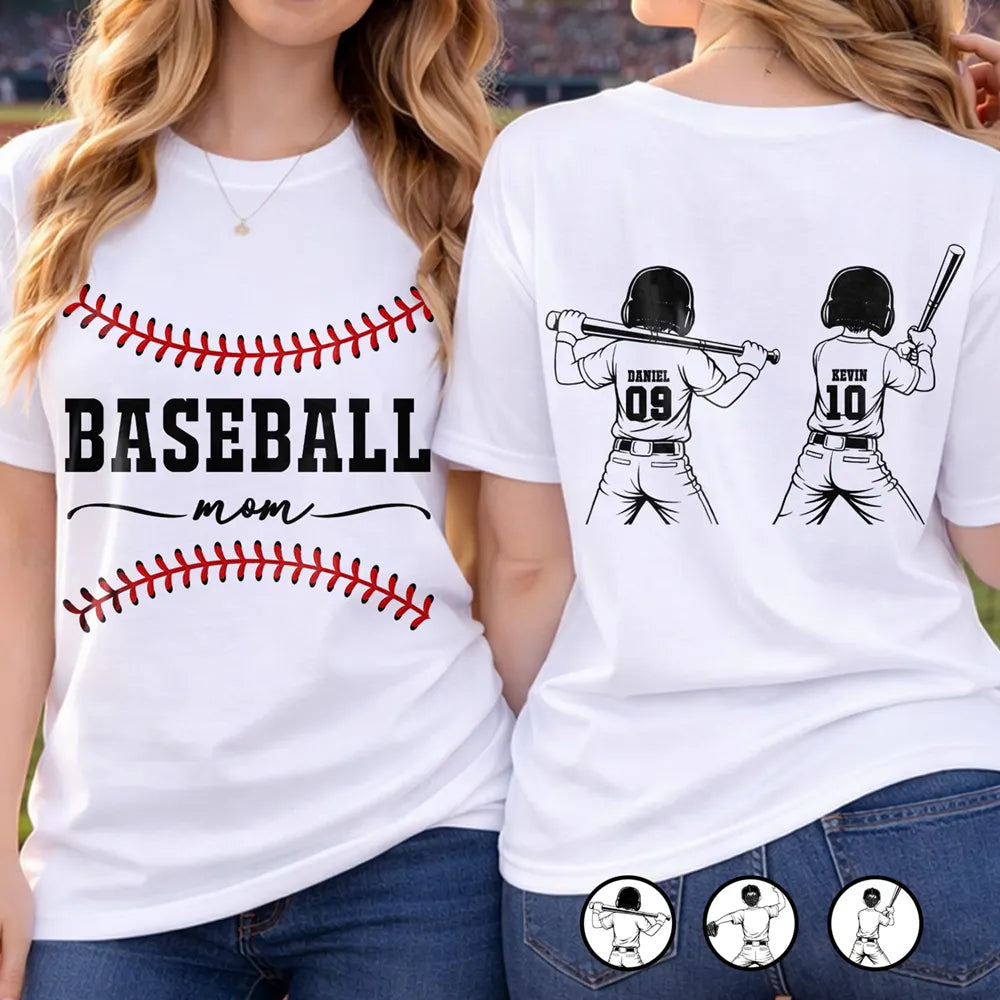 Baseball Mom Dad Kid Backside - Personalized T Shirt