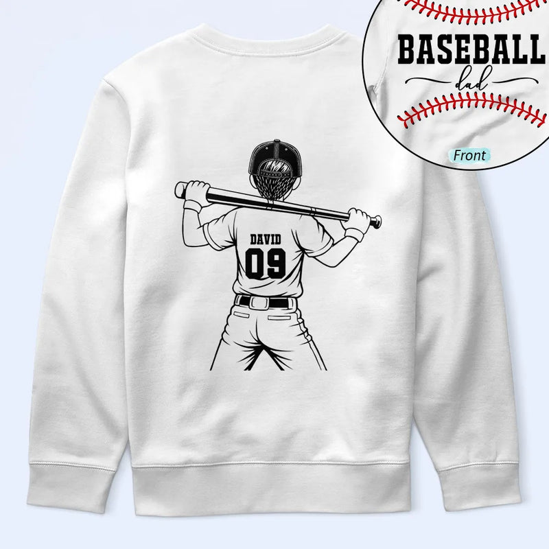 Gift For Mother,Gift For Father,Baseball,Happy - Baseball Mom Dad Kid Backside - Personalized T Shirt