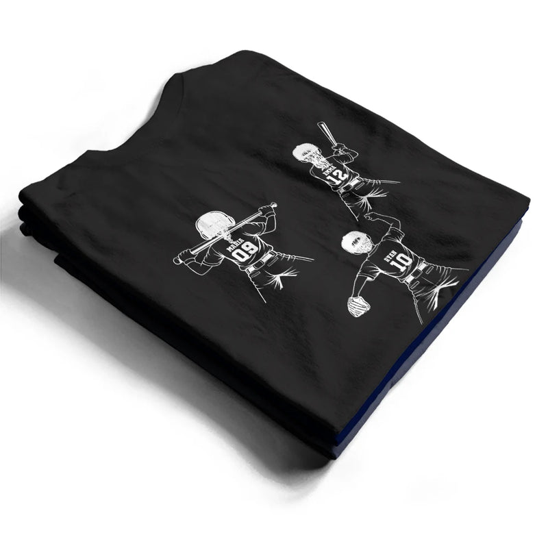 Gift For Father,Sport Dad,Baseball,Happy,Vector - Baseball Softball Dad Mom Kids Backside - Personalized T Shirt