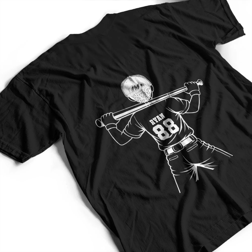 Gift For Father,Sport Dad,Baseball,Happy,Vector - Baseball Softball Dad Mom Kids Backside - Personalized T Shirt